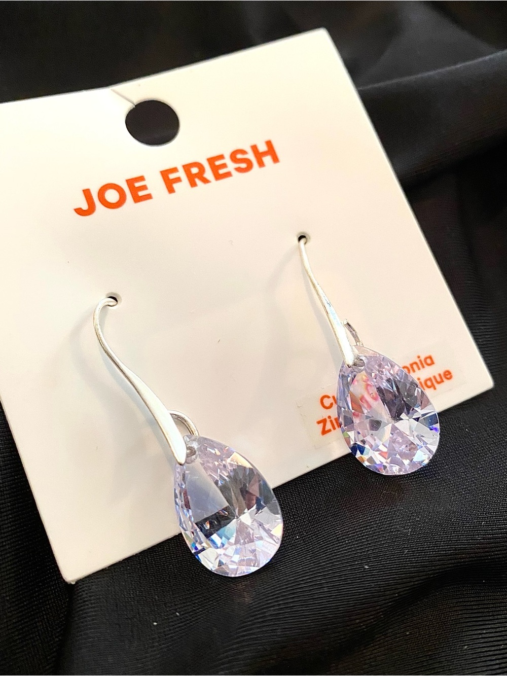 Joe Fresh Silver-Tone Cubic Zirconia Teardrop Crystal Earrings